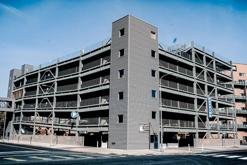 Interior of the covered parking garage